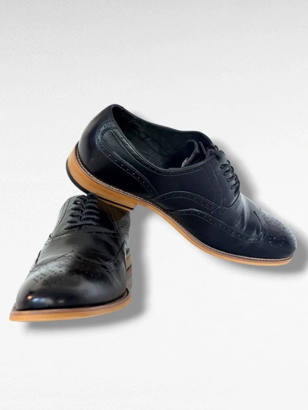 Stacy Adams Wingtip Oxford Dress Shoes Black Leather Brogue Men’s 11M 25084